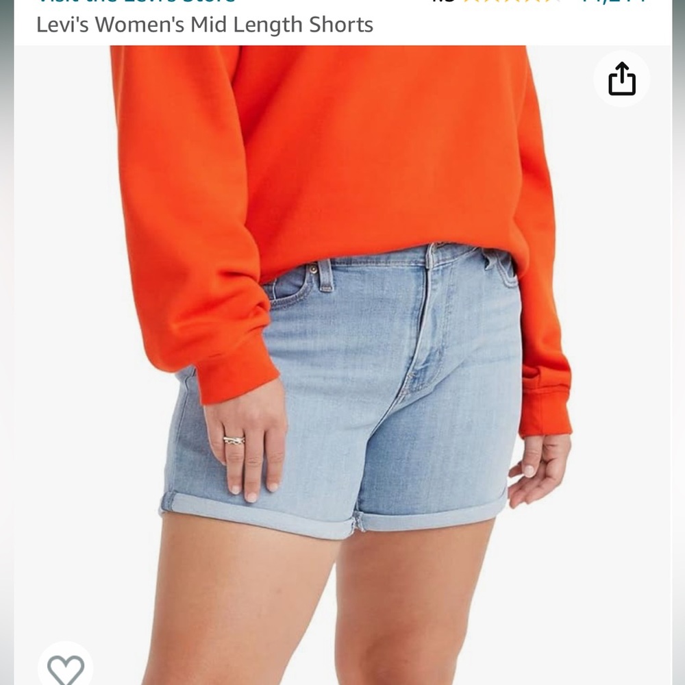 Levi’s mid rise cuffed denim shorts 33
